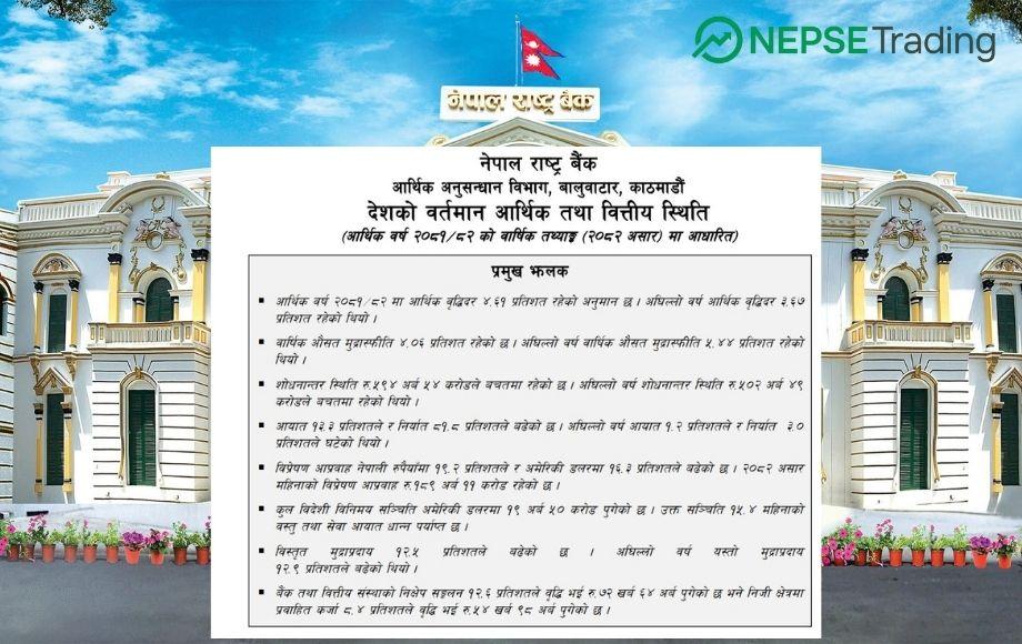 देशको अर्थतन्त्र ४.६१ प्रतिशतले बढ्यो, मुद्रास्फीति ४.९४ प्रतिशतमा